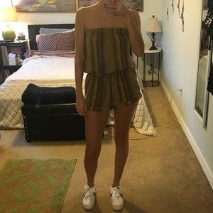 OBEY Multicolor Strapless Mini Romper